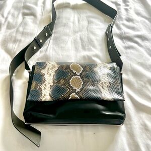 Black and Snake Print Women's Bag